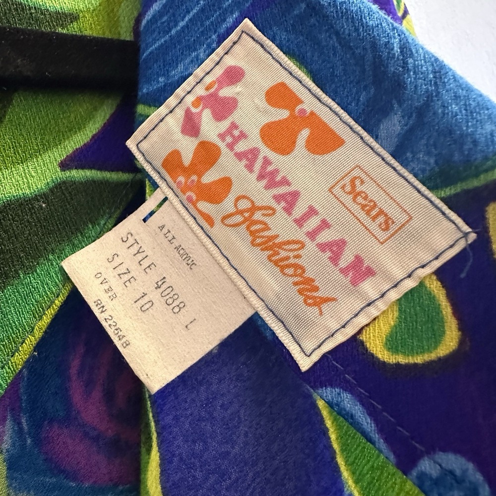 Vintage Sears Hawaiian Fashions Tropical Floral Barkcloth Long Maxi Dress‎ Sz 10 - Picture 11 of 16